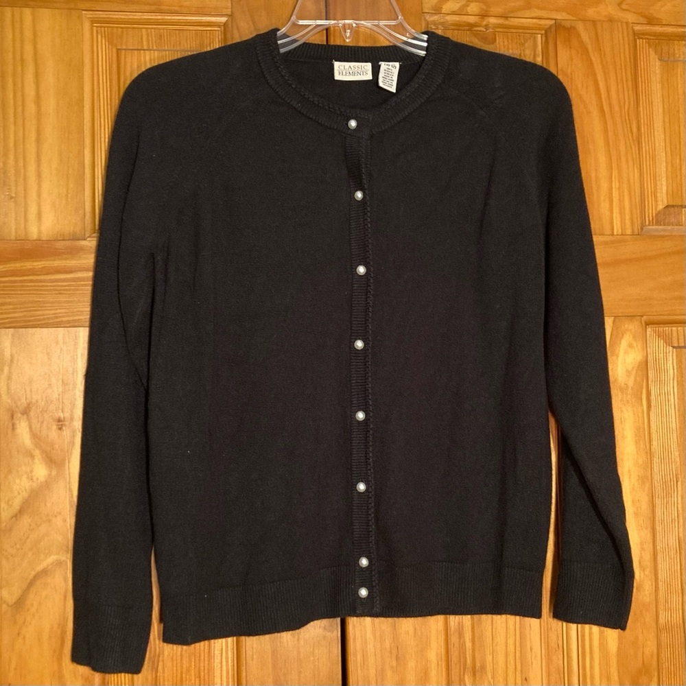 NWOT Classic Elements Vintage 80s 90s Sweater Lightweight Long Sleeve Black M